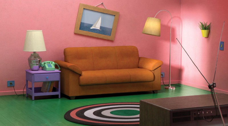 Auf dem Bild sieht man das Wohnzimmer der Simpsons und das Wohnzimmer kann man bei IKEA kaufen.