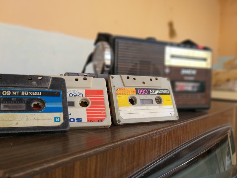 Kassetten, alte Musik, Vintage und Radio