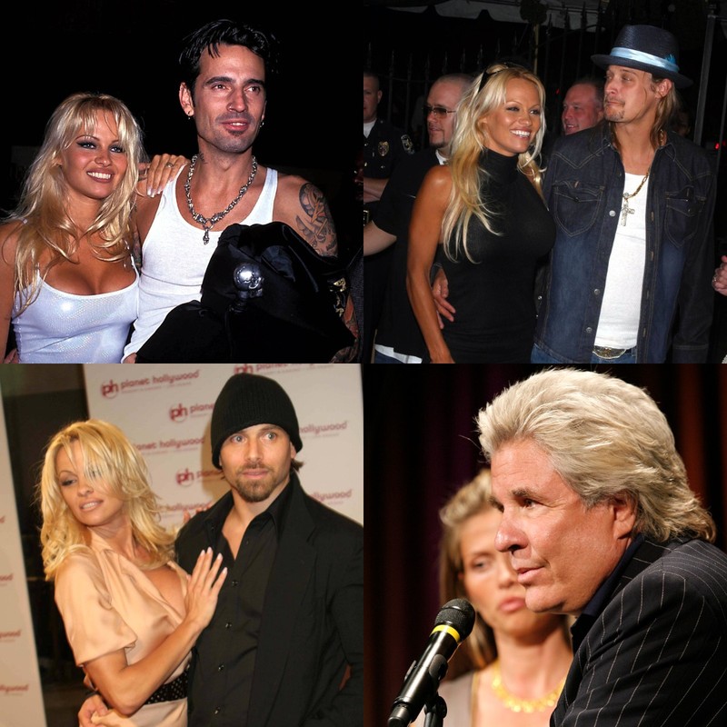 Es sind alle ehemaligen Ehemänner von Pamela Anderson zu sehen: Tommy Lee, Rick Salomon, Jon Peters und Kid Rock