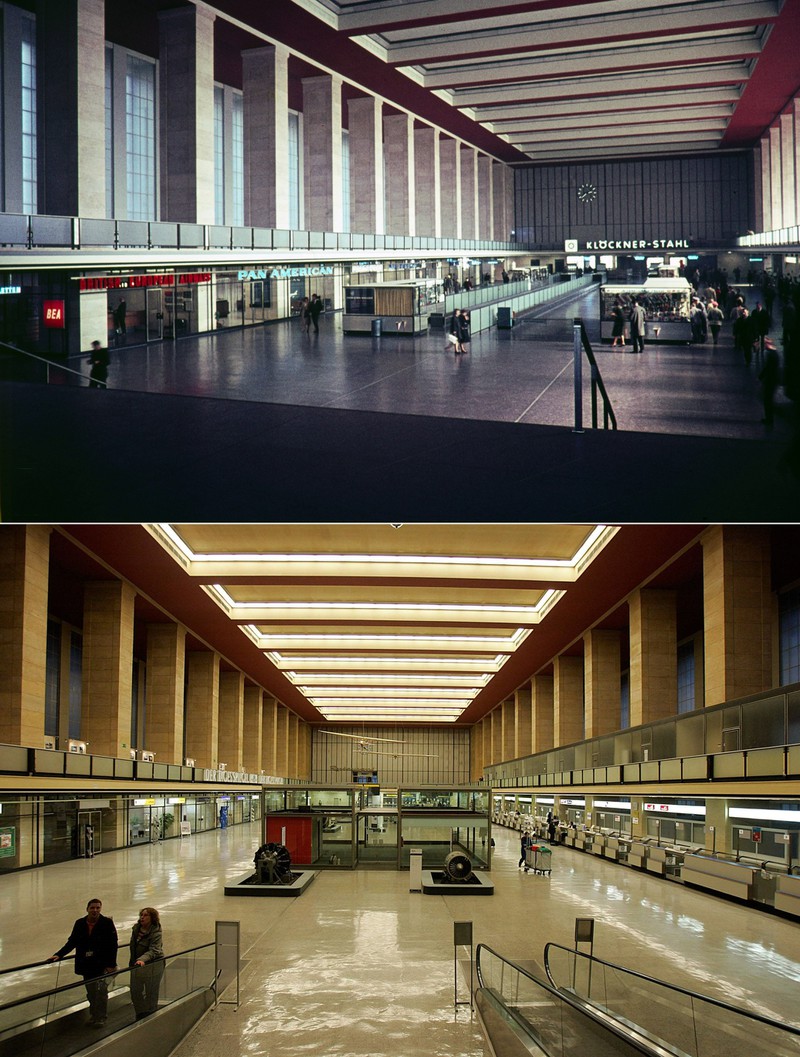 Die Haupthalle des Flughafen Tempelhofs hat sich in fast 50 Jahren kaum verändert.