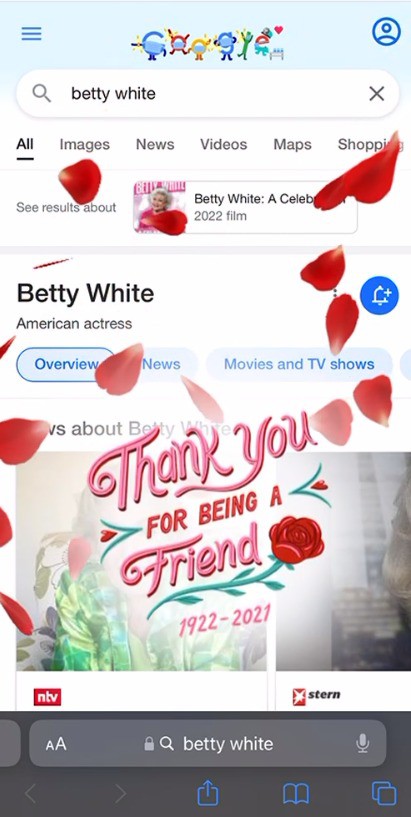 Google widmet Betty White eine süße Geste.