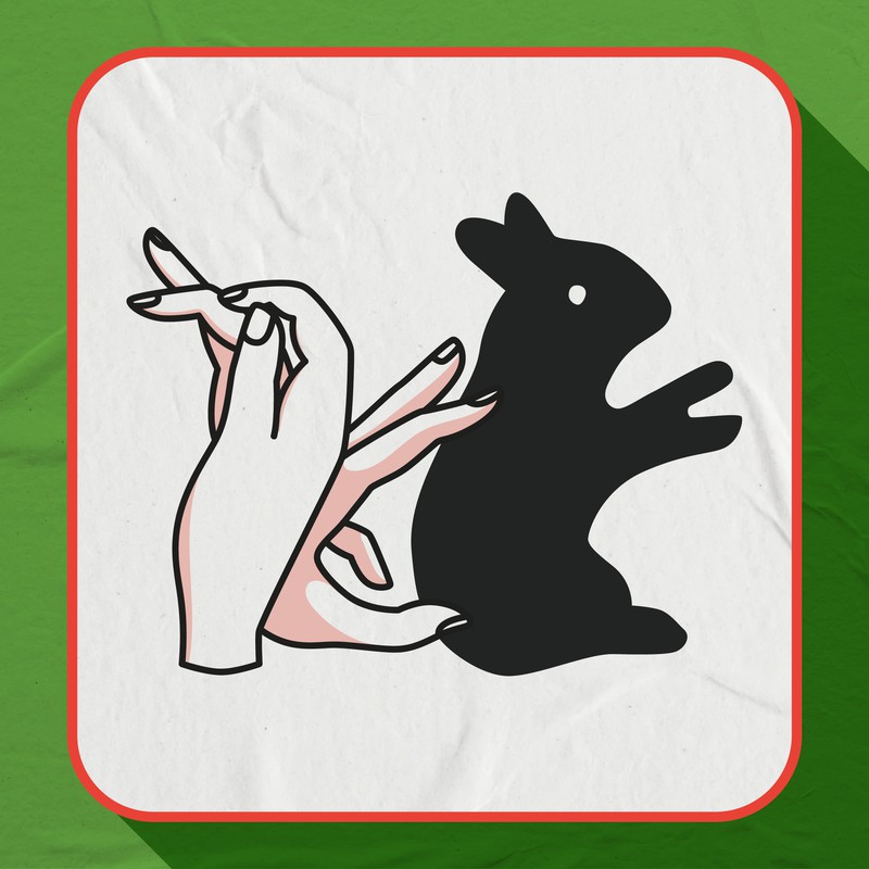 Der Hase oder das Kaninchen gehört zu den äußerst klassischen Schattenbildern.