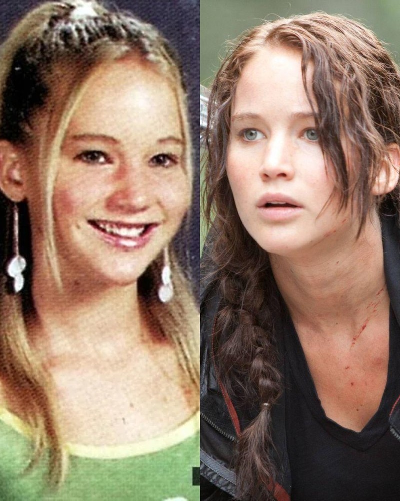 Jennifer Lawrence selbst als Teenager und dann mit 21 in der Rolle der Katniss Everdeen.