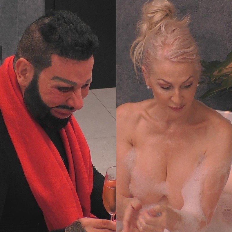 Désirée Nick badet bei „Promi Big Brother" vor Harald Glööckler.
